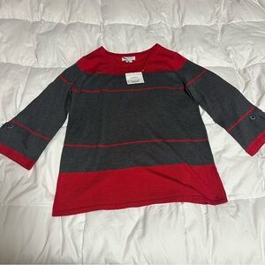 Liz Claiborne Red and Gray Long Sleeve women’s blouse size small